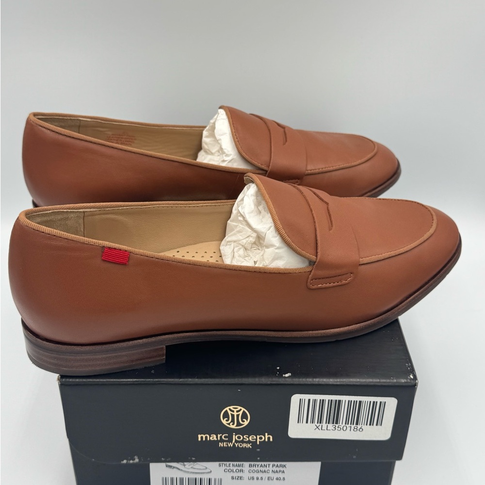 Marc Joseph Bryant Park Loafers 9.5 Cognac Napa New